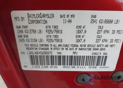 2005 Jeep Liberty Sport from USA, damaged, VIN 1J4GL48K45W586672